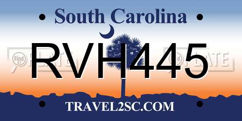 RVH445 South Carolina License Plate