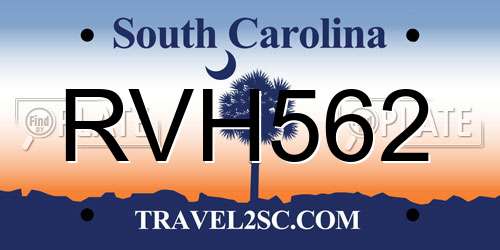 RVH562 South Carolina License Plate