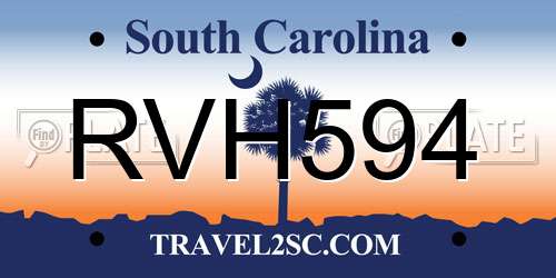 RVH594 South Carolina License Plate
