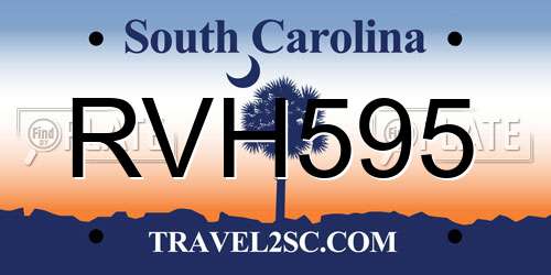 RVH595 South Carolina License Plate
