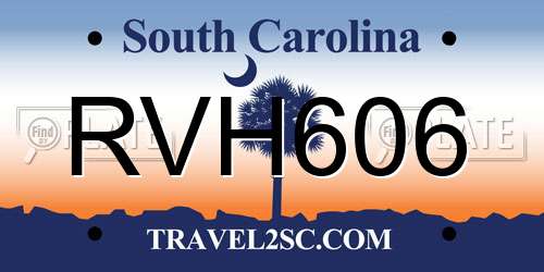 RVH606 South Carolina License Plate