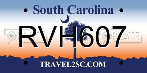 RVH607 South Carolina License Plate