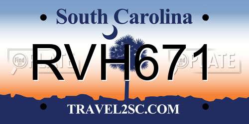 RVH671 South Carolina License Plate