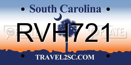 RVH721 South Carolina License Plate