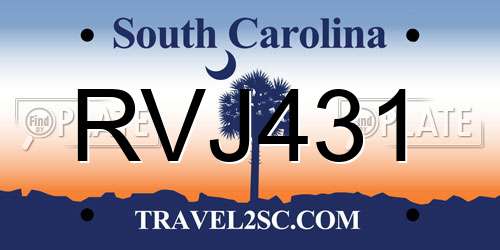 RVJ431 South Carolina License Plate