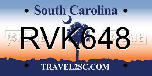RVK648 South Carolina License Plate