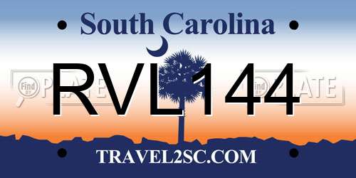 RVL144 South Carolina License Plate