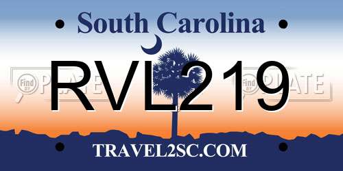 RVL219 South Carolina License Plate