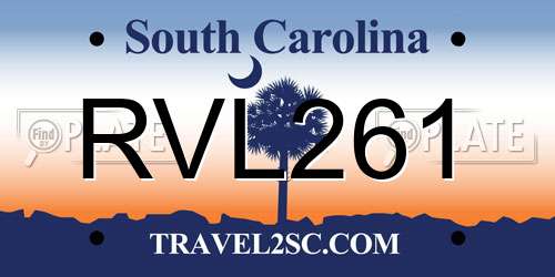 RVL261 South Carolina License Plate