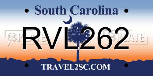 RVL262 South Carolina License Plate