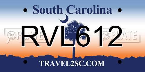 RVL612 South Carolina License Plate