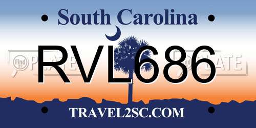 RVL686 South Carolina License Plate