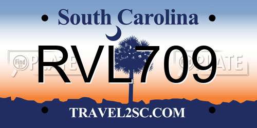 RVL709 South Carolina License Plate