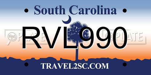 RVL990 South Carolina License Plate