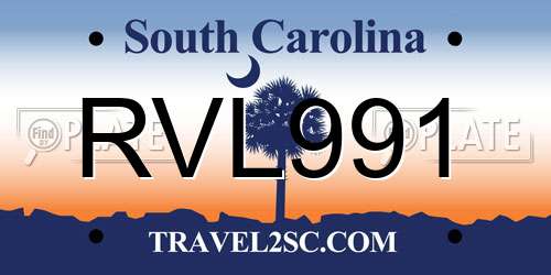 RVL991 South Carolina License Plate