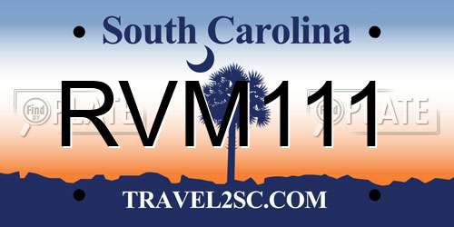 RVM111 South Carolina License Plate
