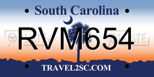 RVM654 South Carolina License Plate