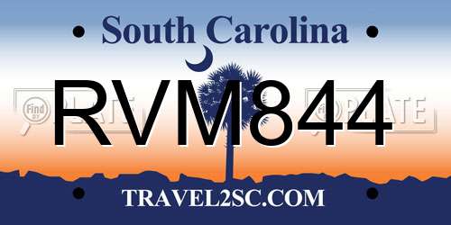 RVM844 South Carolina License Plate