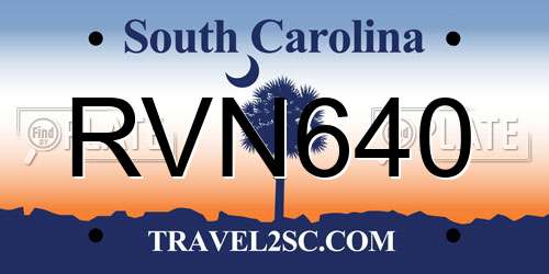 RVN640 South Carolina License Plate