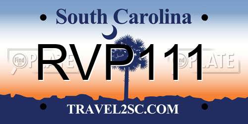RVP111 South Carolina License Plate