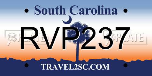 RVP237 South Carolina License Plate