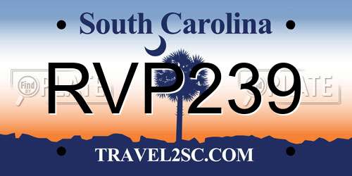 RVP239 South Carolina License Plate