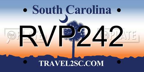 RVP242 South Carolina License Plate