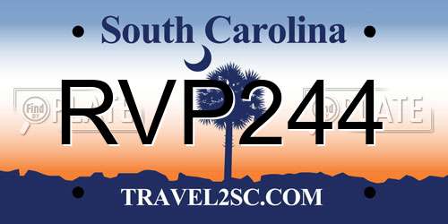 RVP244 South Carolina License Plate
