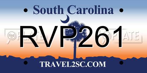 RVP261 South Carolina License Plate