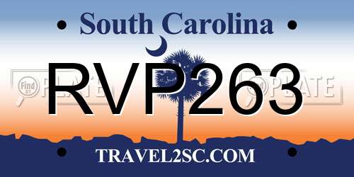 RVP263 South Carolina License Plate