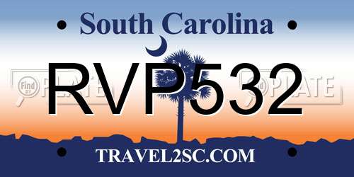 RVP532 South Carolina License Plate