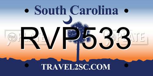RVP533 South Carolina License Plate