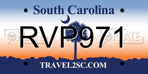 RVP971 South Carolina License Plate