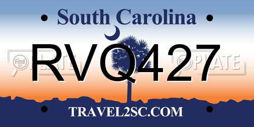 RVQ427 South Carolina License Plate