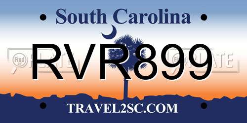 RVR899 South Carolina License Plate