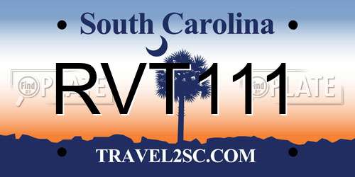 RVT111 South Carolina License Plate
