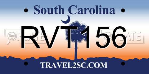 RVT156 South Carolina License Plate