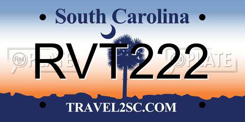 RVT222 South Carolina License Plate