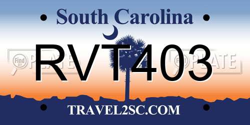 RVT403 South Carolina License Plate