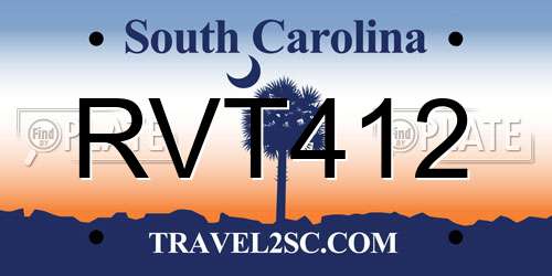 RVT412 South Carolina License Plate