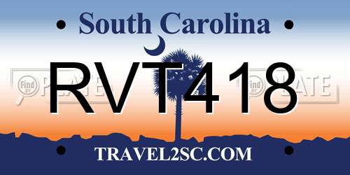 RVT418 South Carolina License Plate