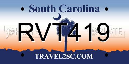 RVT419 South Carolina License Plate