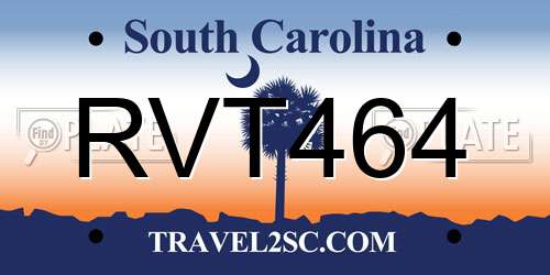 RVT464 South Carolina License Plate