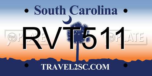 RVT511 South Carolina License Plate