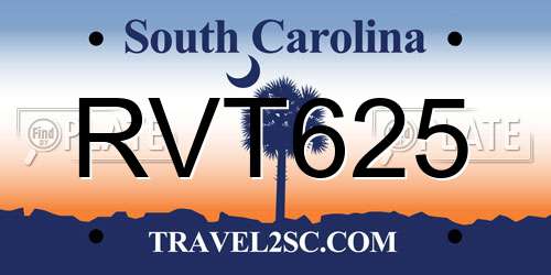 RVT625 South Carolina License Plate