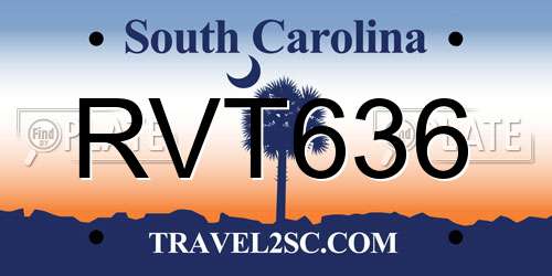 RVT636 South Carolina License Plate