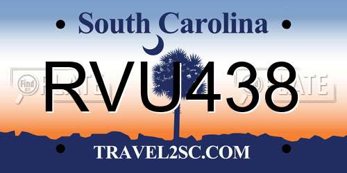 RVU438 South Carolina License Plate