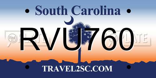 RVU760 South Carolina License Plate