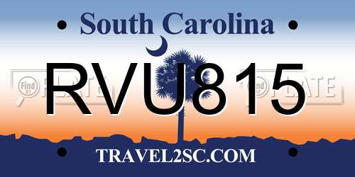RVU815 South Carolina License Plate