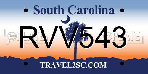 RVV543 South Carolina License Plate